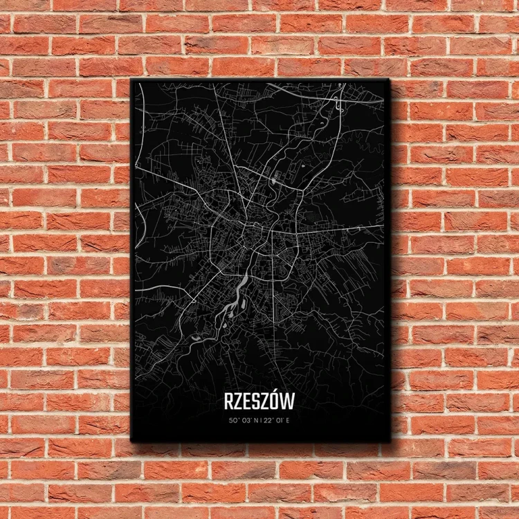 Plakat Rzeszów night tło ściana czerwone cegły