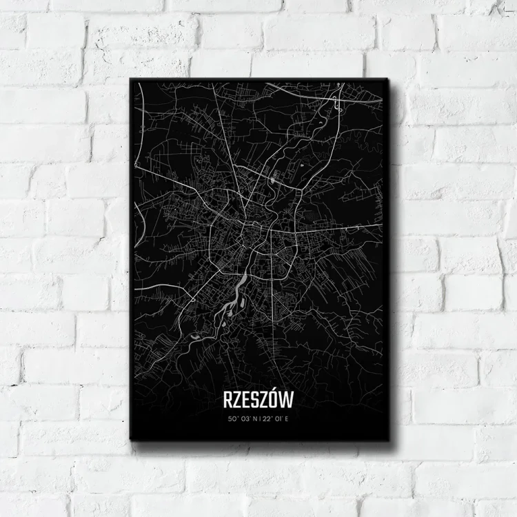 Plakat Rzeszów night tło ściana białe cegły