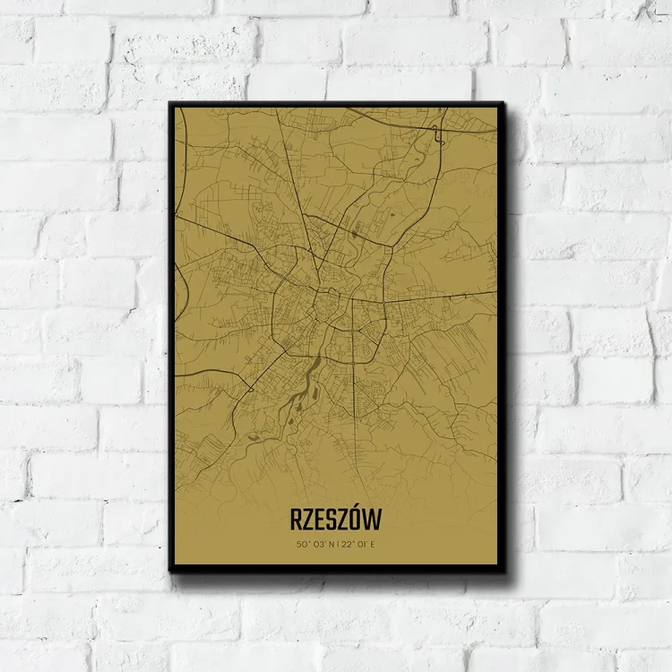 Plakat Rzeszów amber tło ściana białe cegły