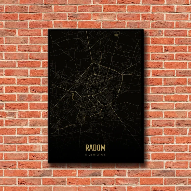 Plakat Radom amber night tło ściana czerwone cegły