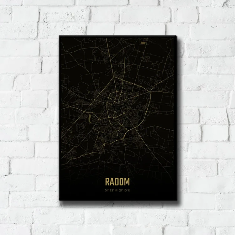 Plakat Radom amber night tło ściana białe cegły