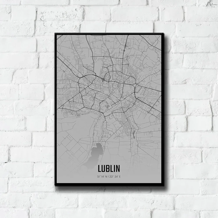 Plakat Lublin fog tło ściana białe cegły