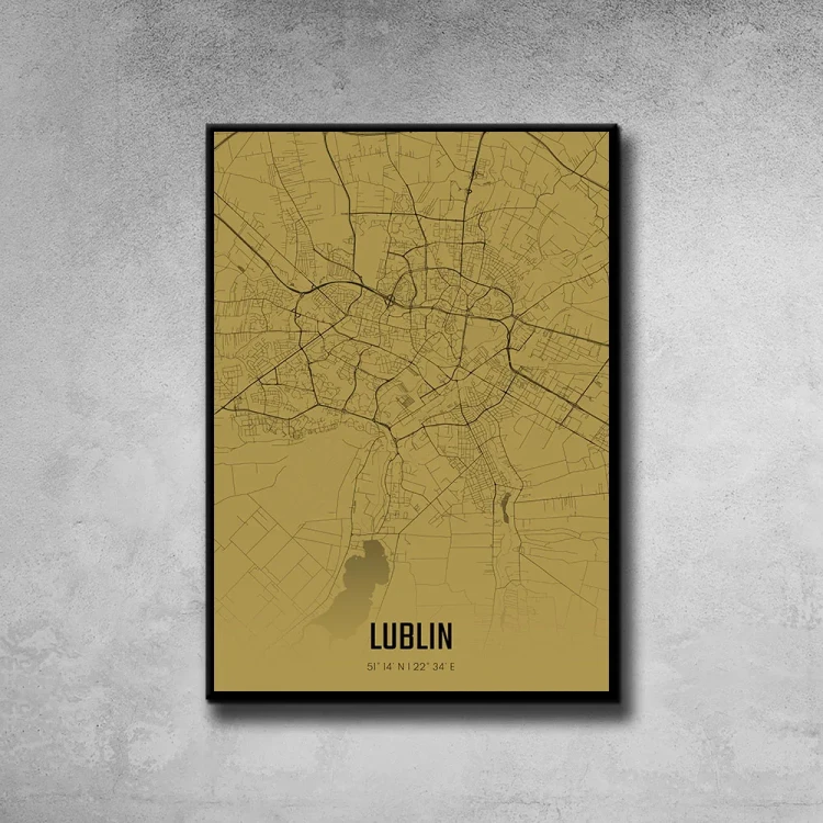 Plakat Lublin amber tło ściana szary beton