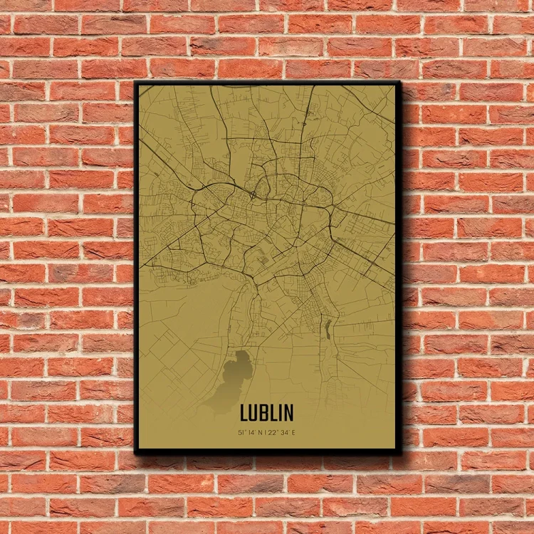 Plakat Lublin amber tło ściana czerwone cegły