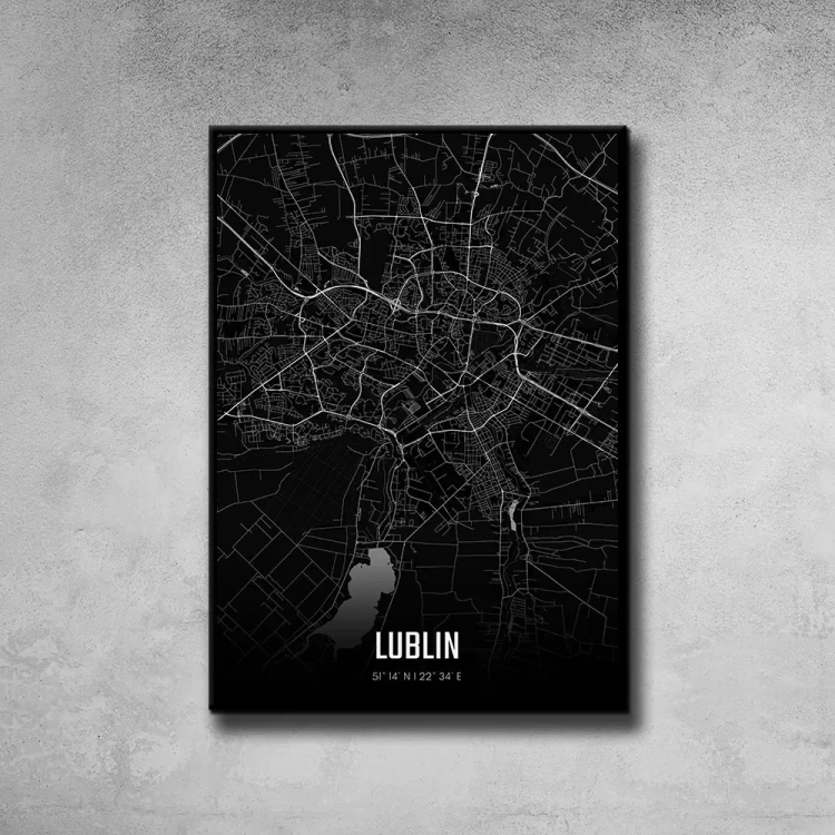 Plakat Lublin night tło ściana szary beton