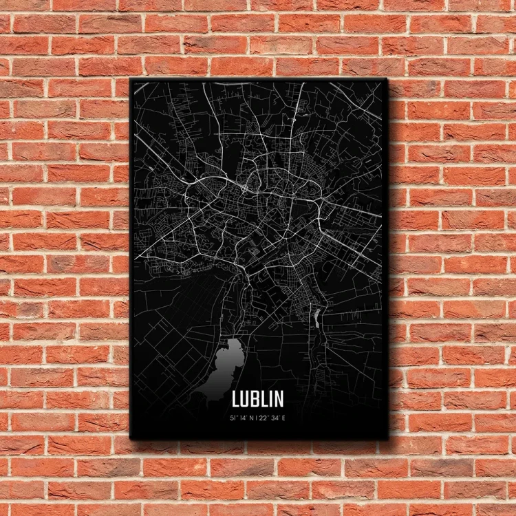 Plakat Lublin night tło ściana czerwone cegły
