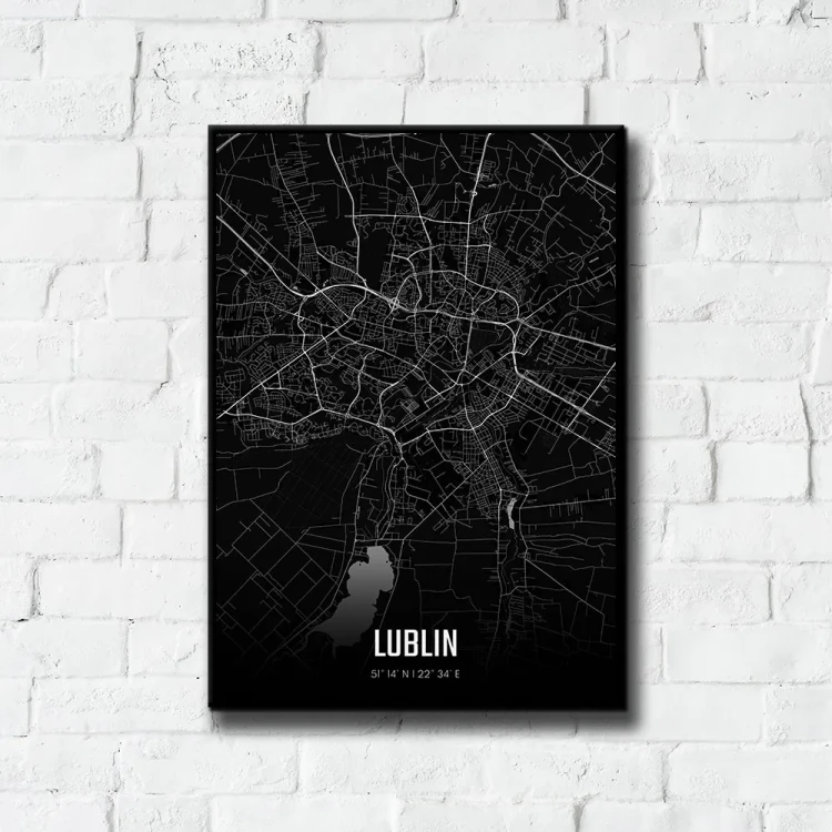 Plakat Lublin night tło ściana białe cegły