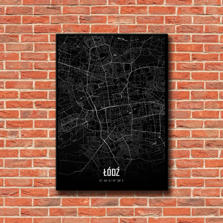 Plakat Łódź night tło ściana czerwone cegły