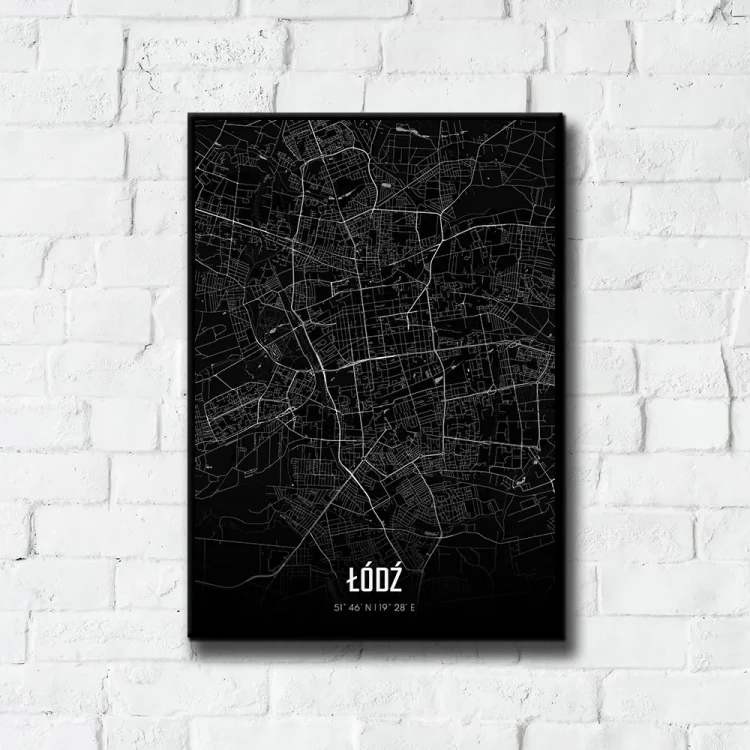 Plakat Łódź night tło ściana białe cegły
