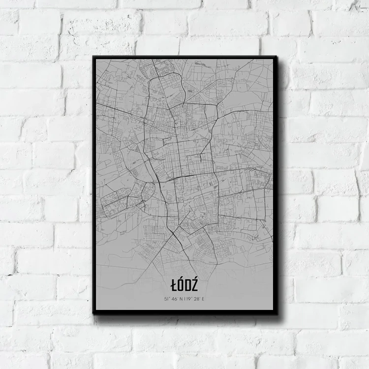 Plakat Łódź fog tło ściana białe cegły