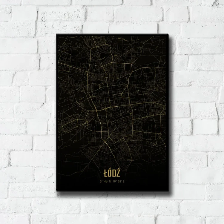 Plakat Łódź amber night tło ściana białe cegły