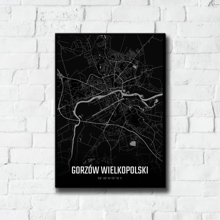 Plakat Gorzów Wielkopolski night tło ściana białe cegły