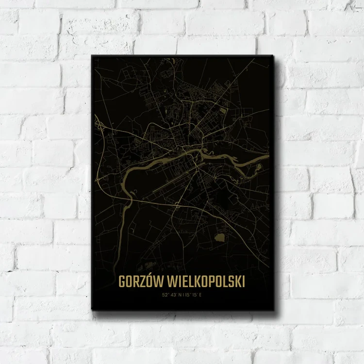Plakat Gorzów Wielkopolski amber night tło ściana białe cegły