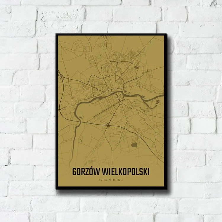 Plakat Gorzów Wielkopolski amber tło ściana białe cegły