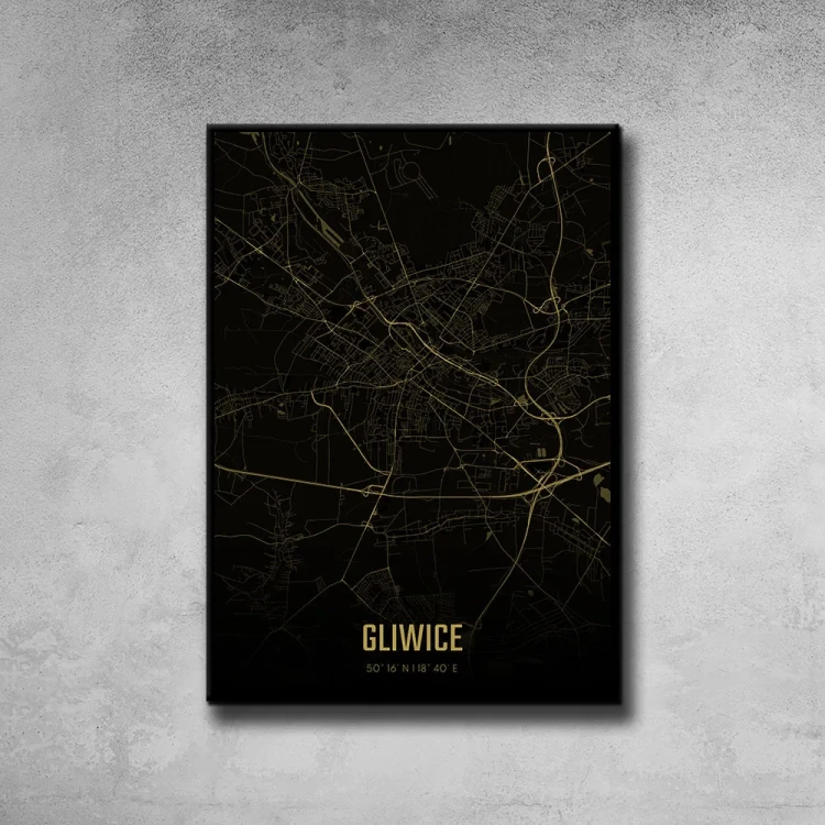 Plakat Gliwice amber night tło ściana szary beton