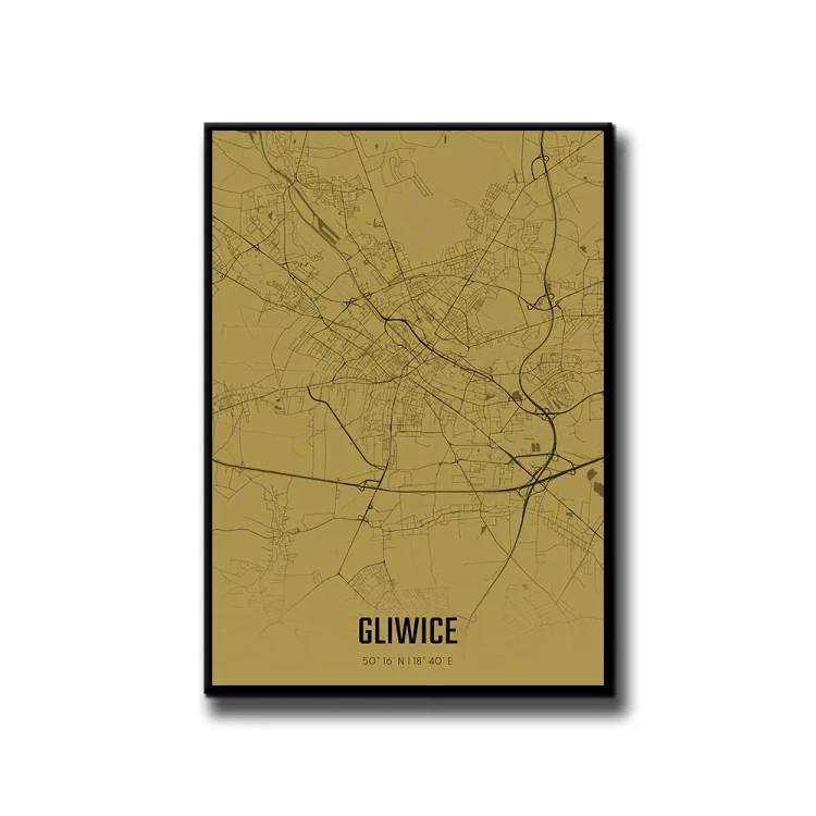 Plakat Gliwice amber białe tło