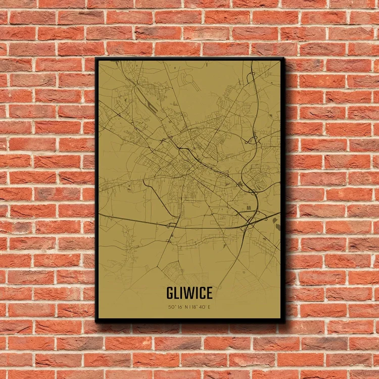 Plakat Gliwice amber tło ściana czerwone cegły