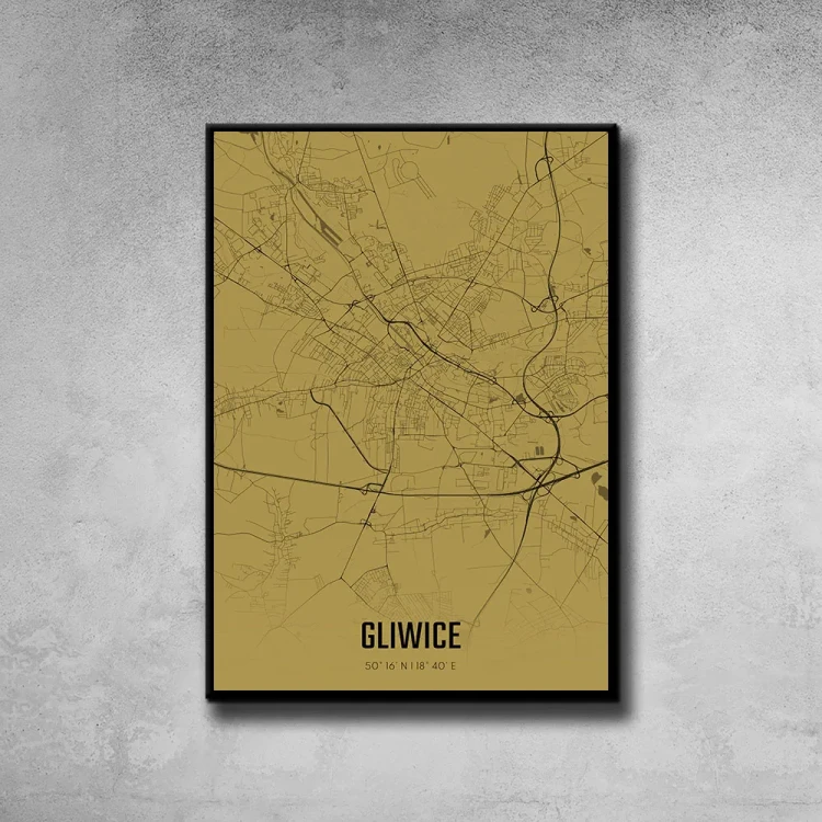 Plakat Gliwice amber tło ściana szary beton