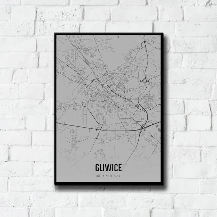 Plakat Gliwice fog tło ściana białe cegły