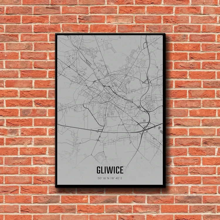 Plakat Gliwice fog tło ściana czerwone cegły