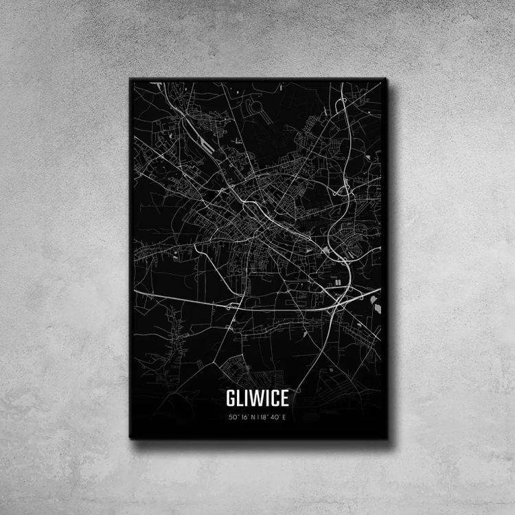 Plakat Gliwice night tło ściana szary beton