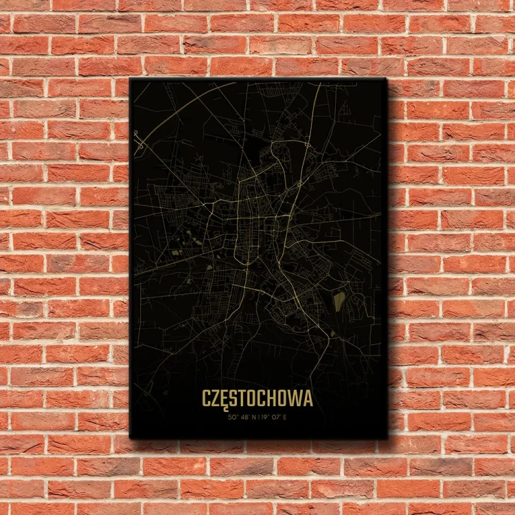 Plakat Częstochowa amber night tło ściana czerwone cegły