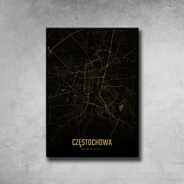 Plakat Częstochowa amber night tło ściana szary beton