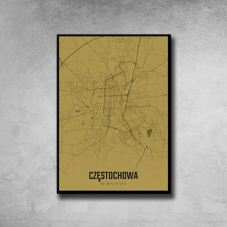 Plakat Częstochowa amber tło ściana szary beton