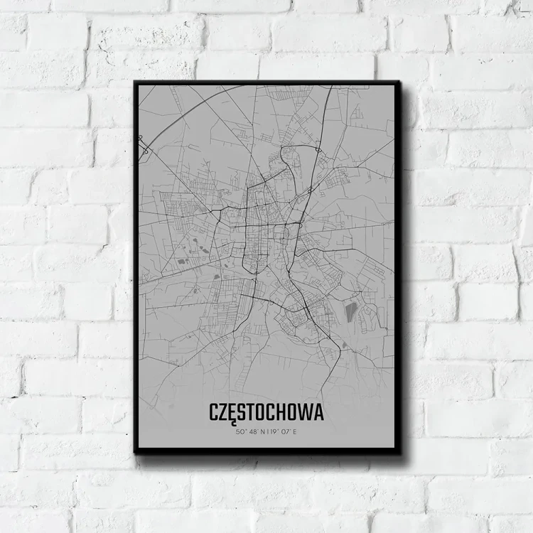 Plakat Częstochowa fog tło ściana białe cegły