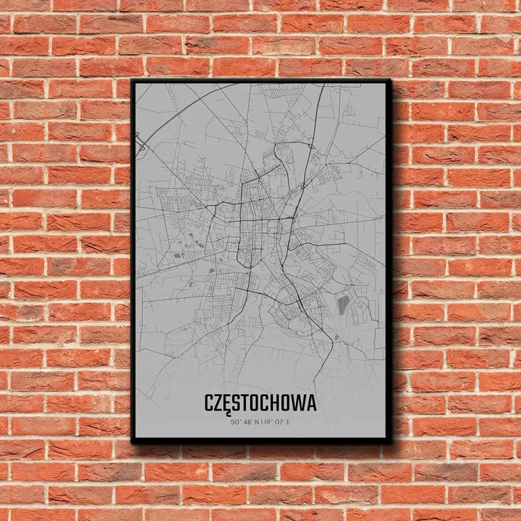 Plakat Częstochowa fog tło ściana czerwone cegły