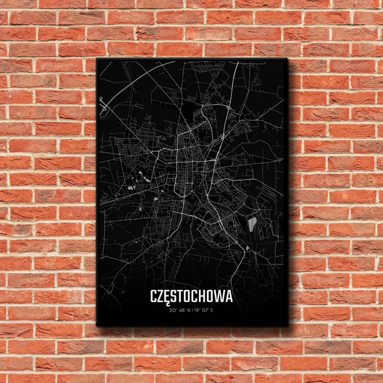 Plakat Częstochowa night tło ściana czerwone cegły