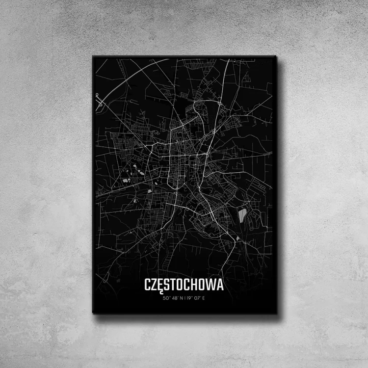Plakat Częstochowa night tło ściana szary beton