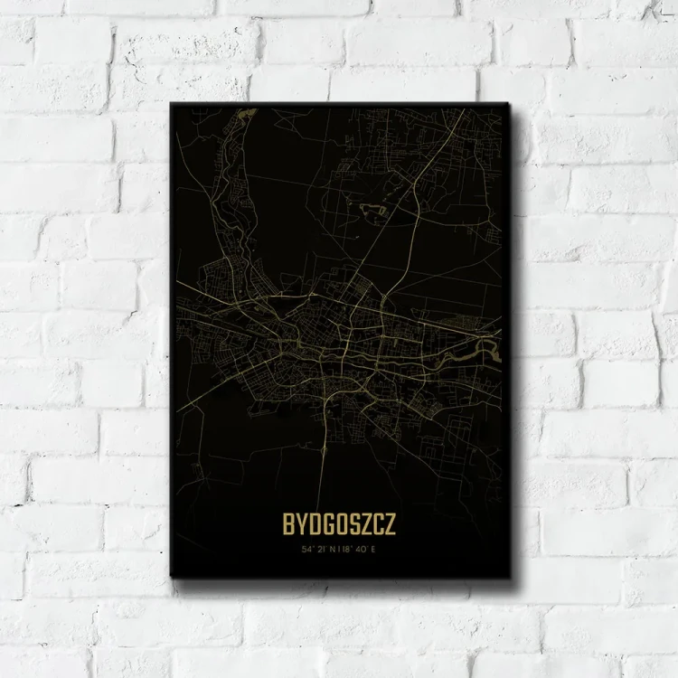 Plakat Bydgoszcz amber night tło ściana białe cegły