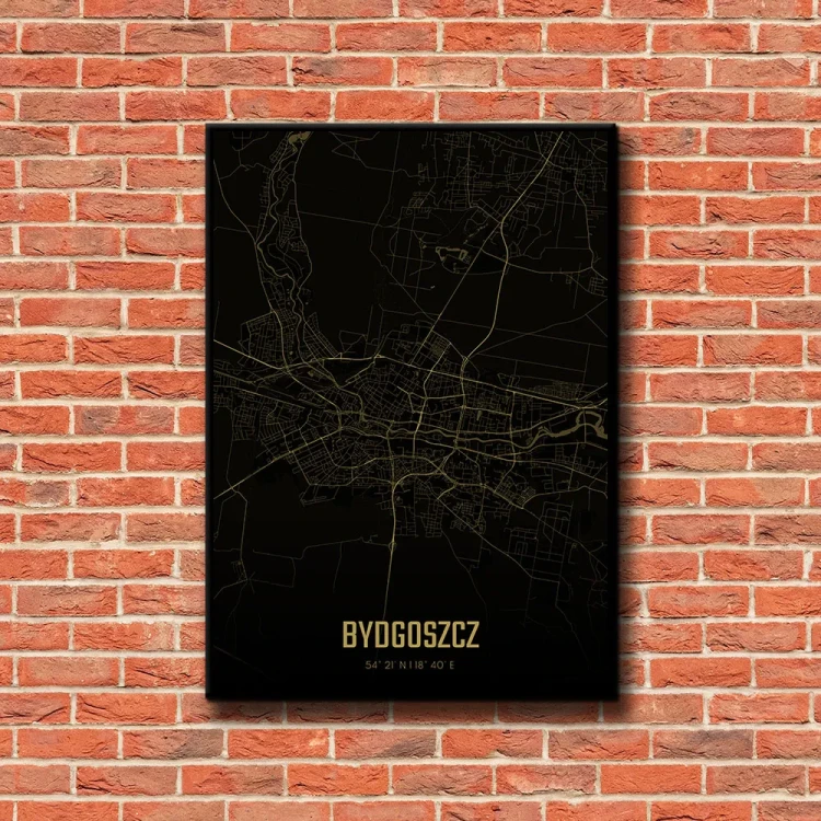 Plakat Bydgoszcz amber night tło ściana czerwone cegły