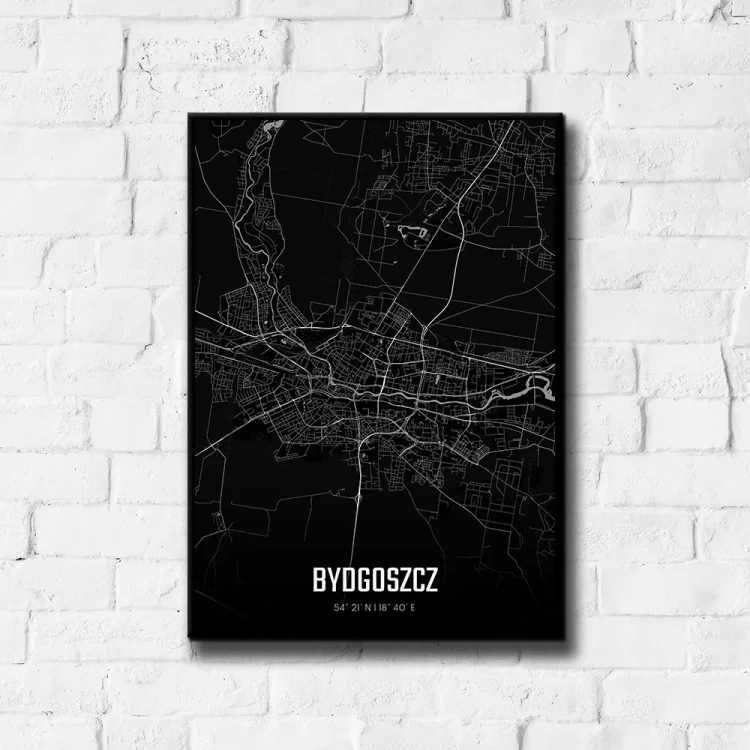 Plakat Bydgoszcz night tło ściana białe cegły