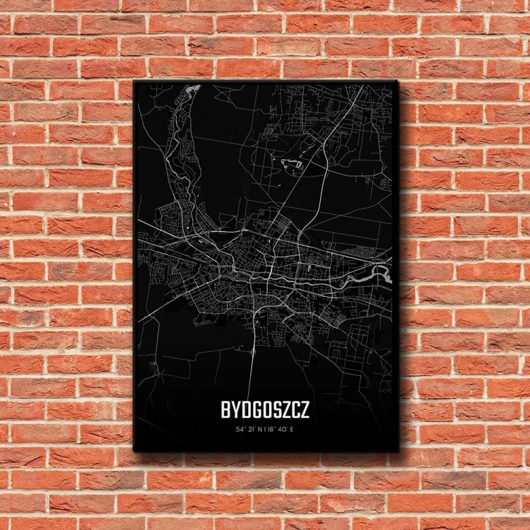 Plakat Bydgoszcz night tło ściana czerwone cegły