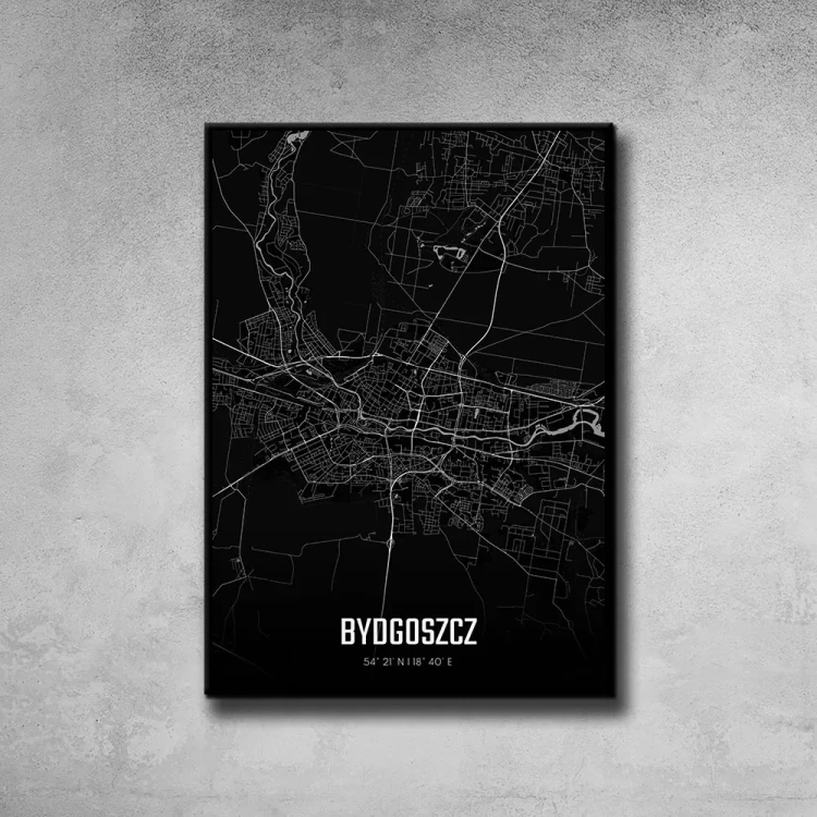 Plakat Bydgoszcz night tło ściana szary beton