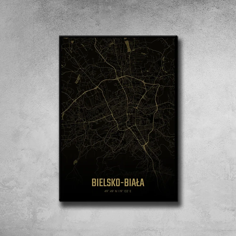 Plakat Bielsko Biała amber night tło ściana szary beton