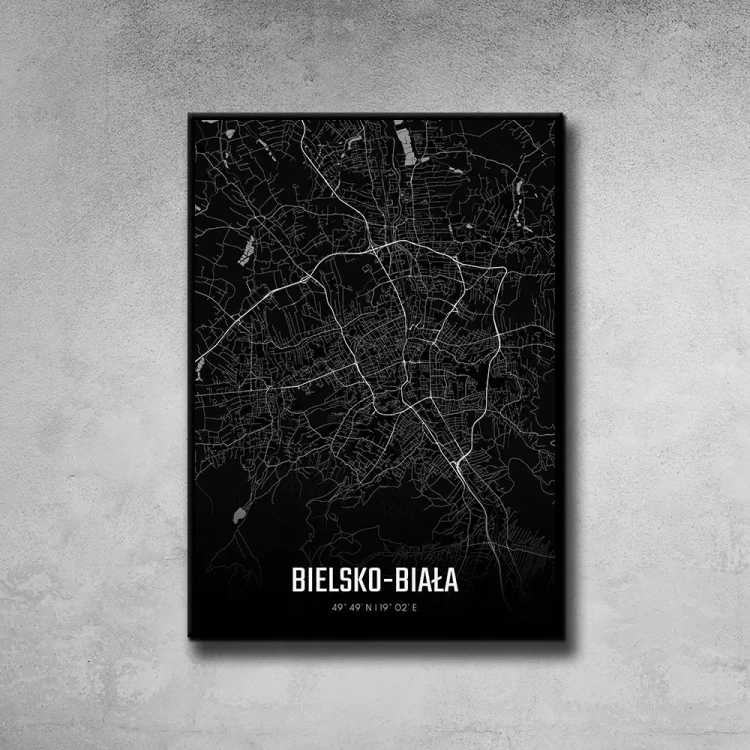 Plakat Bielsko Biała night tło ściana szary beton