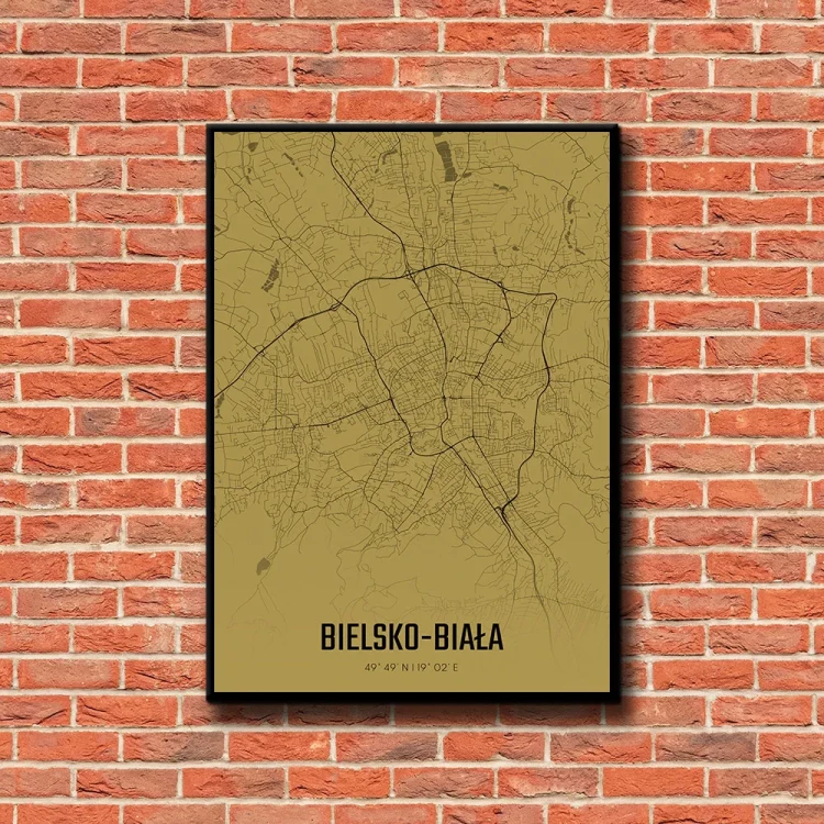 Plakat Bielsko Biała amber tło ściana czerwone cegły