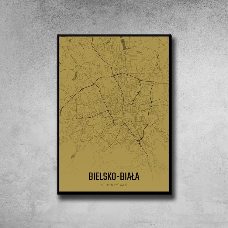 Plakat Bielsko Biała amber tło ściana szary beton