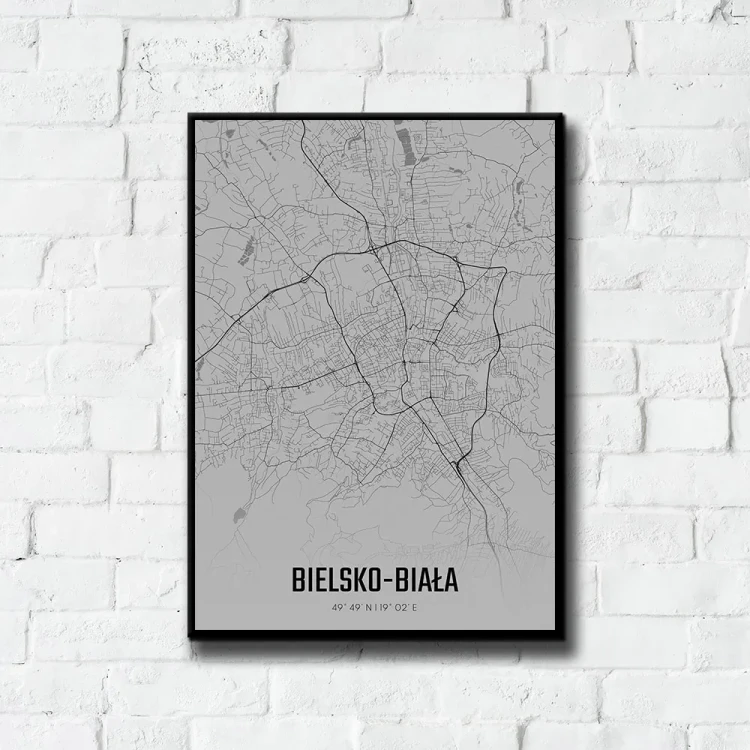 Plakat Bielsko Biała fog tło ściana białe cegły