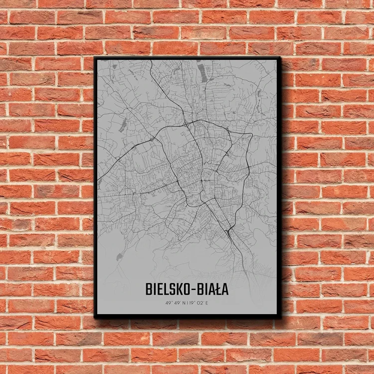 Plakat Bielsko Biała fog tło ściana czerwone cegły
