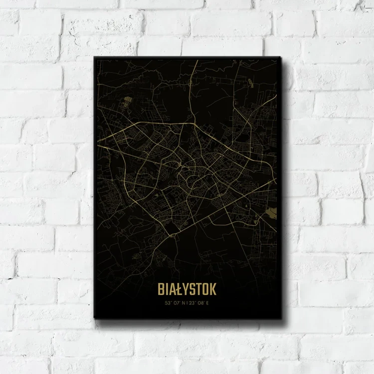 Plakat Białystok amber night tło ściana białe cegły