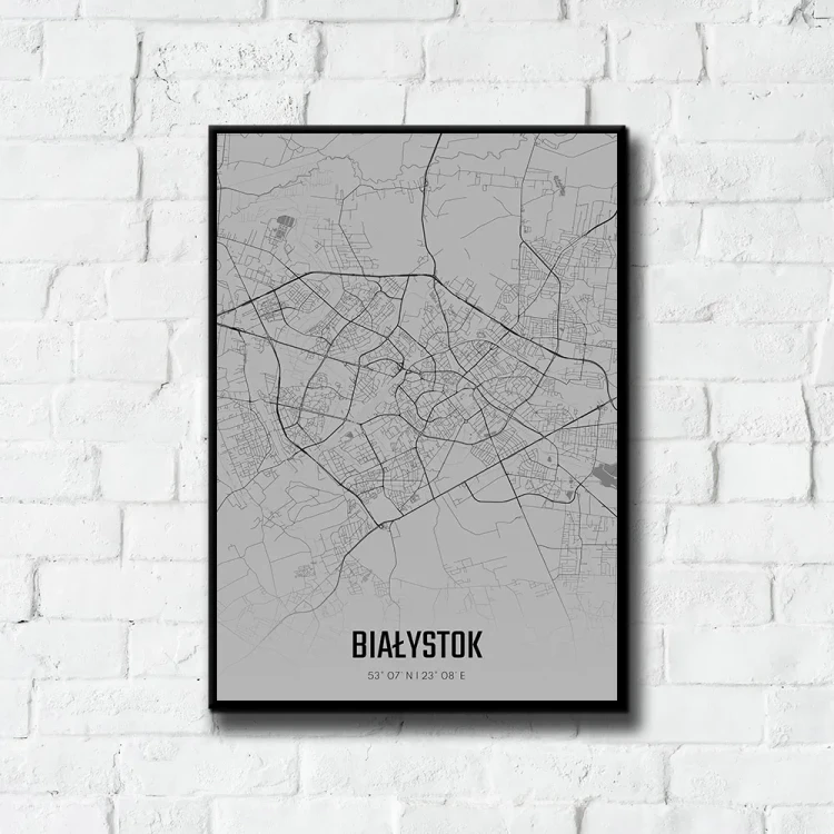 Plakat Białystok fog tło ściana białe cegły