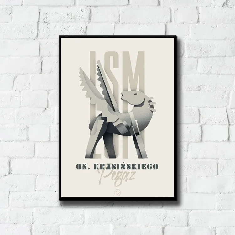 Plakat LSM Pegaz tło ściana białe cegły