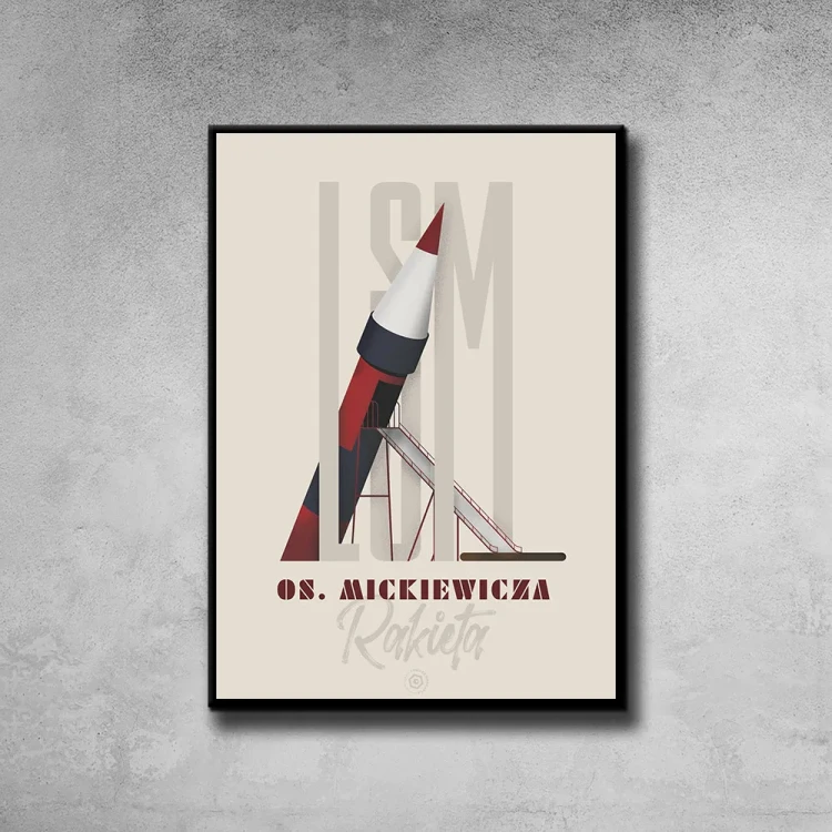 Plakat LSM Rakieta tło ściana szary beton