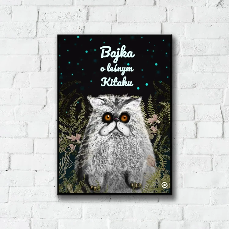 Plakat Bajka o leśnym Kitaku tło ściana białe cegły