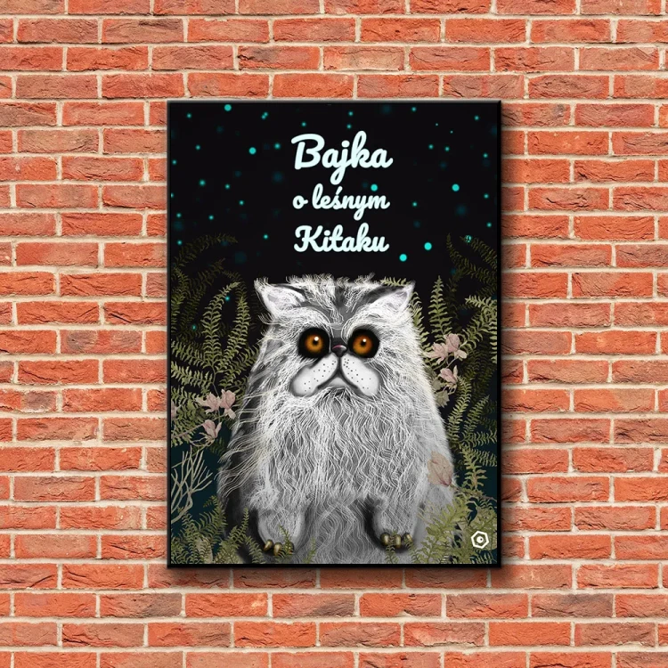 Plakat Bajka o leśnym Kitaku tło ściana czerwone cegły