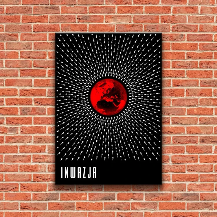 Plakat Inwazja tło ściana czerwone cegły